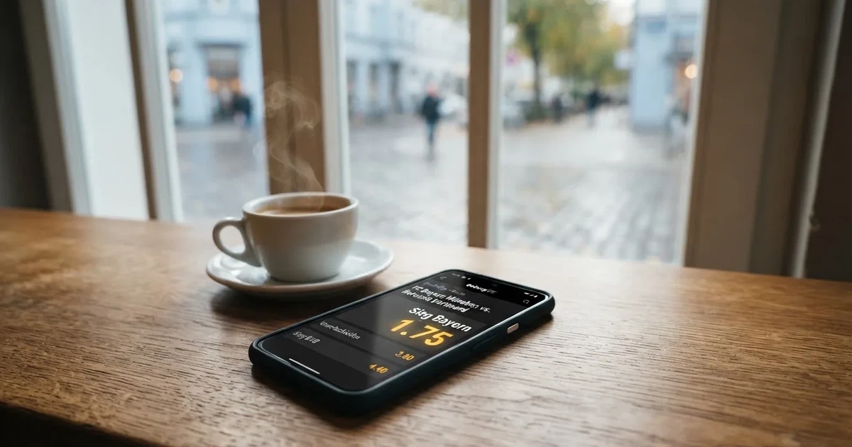 Ein Smartphone mit dunklem Display liegt auf einem Holztisch neben einer Tasse Kaffee, im Hintergrund ein unscharfes Fenster.